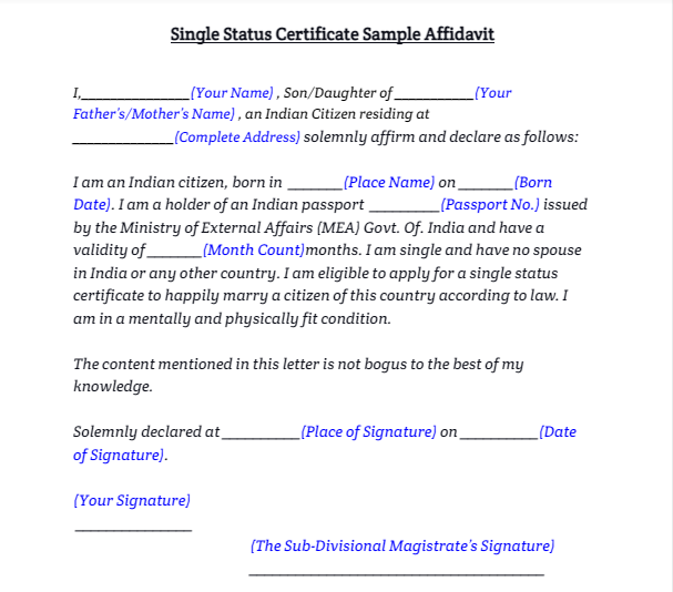 How From Where To Get Single Status Certificate In India 